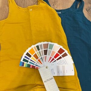 Duluth Trading Co Women's Tank Tops - Mustard Yellow and Teal